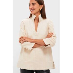 Tuckernuck Women's Bone Suede Margot Top Stand‎ Alone Collar Blouse Size S